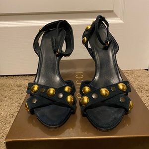 Gucci Suede Babiuska Studded Sandlals